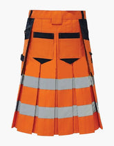 LUMINOUS ORANGE AND BLACK FIREFIGHTER KILT - Scottish Kilt Jacket™ USA-UK